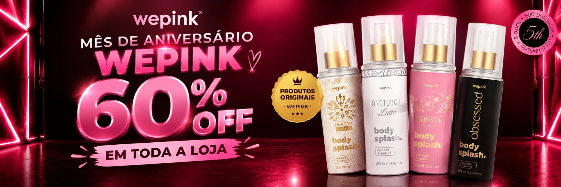 Mês de aniversário Wepink com 60% OFF